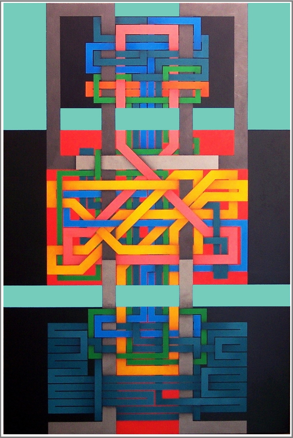 2008- Labirinto Interrotto 8, (Robot), cm 80x120,  colori acrilici su tela di lino