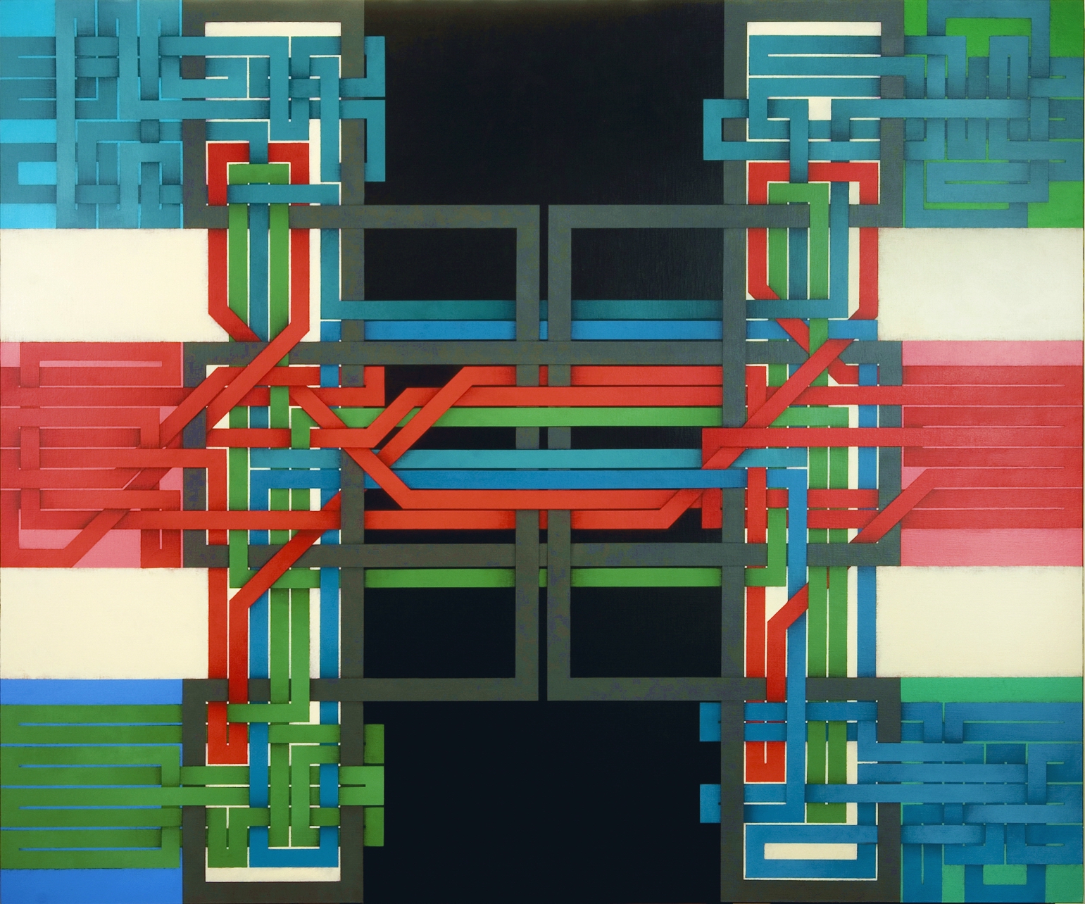 2007, Labirinto, circuito 4,cm 180x150, acrilico su tela di lino